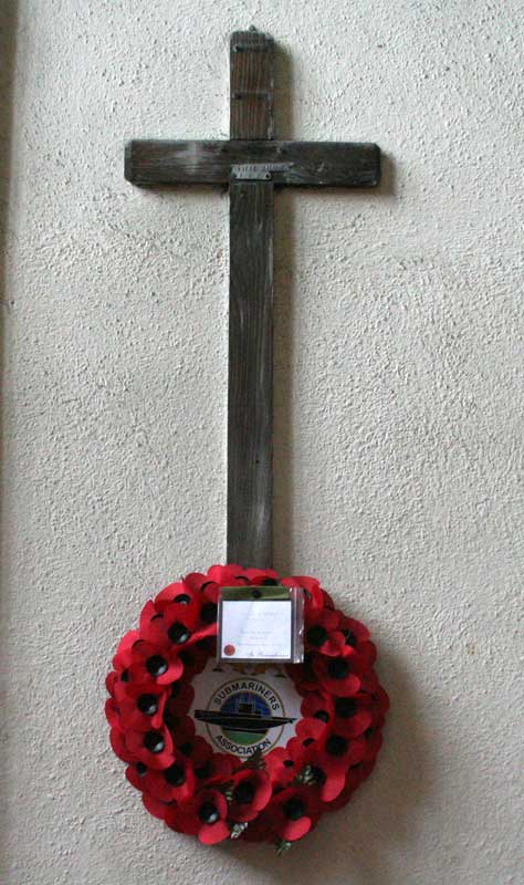 The cross that originally marked Private Balchin's grave