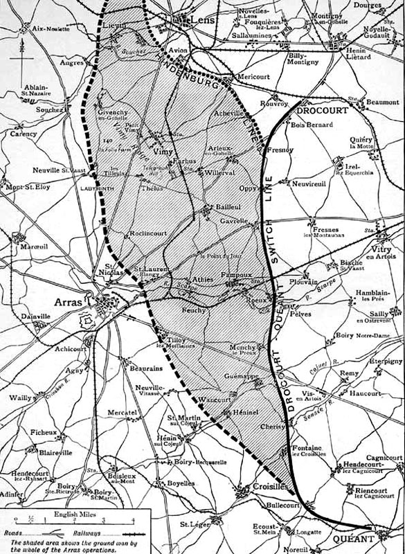 Original map of the Arras Battle Zone 1917