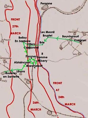 The 5th Battalion retreat March 1918