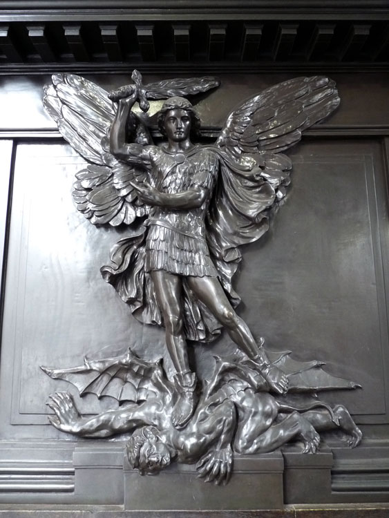 St. Michael with his foot on the neck of the fallen Satan