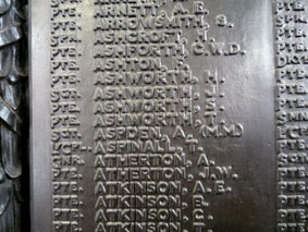 Serjeant J V Ashworth's Name on the memorial