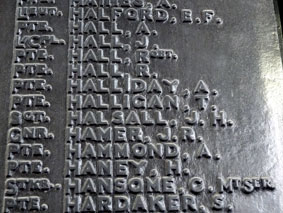 Private A Halliday's Name on the memorial