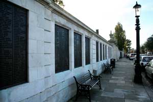 The 24 panels with the names of First World War dead on the Middlesbrough War Memorial