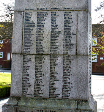Names "E" - "R" on the Murton War Memorial