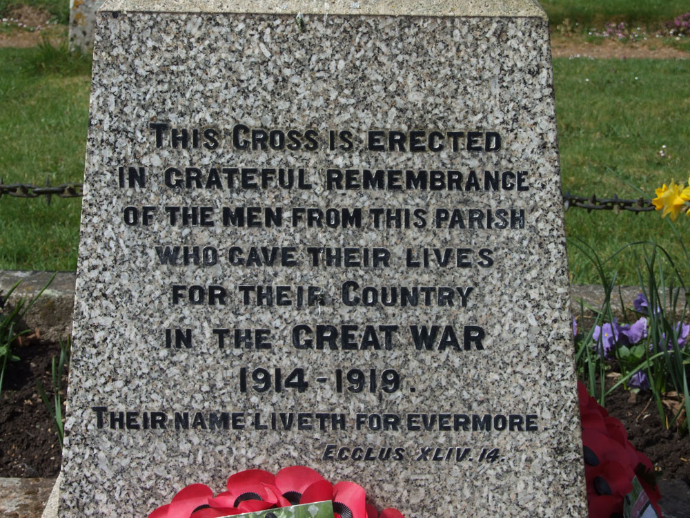 The First World War Dedication on the Northrepps War Memorial