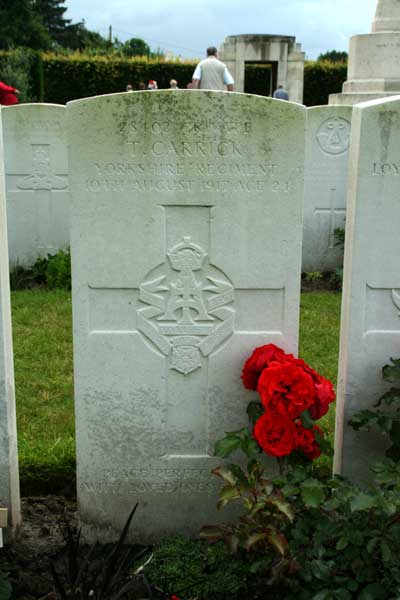 The grave of Pte T Carrick