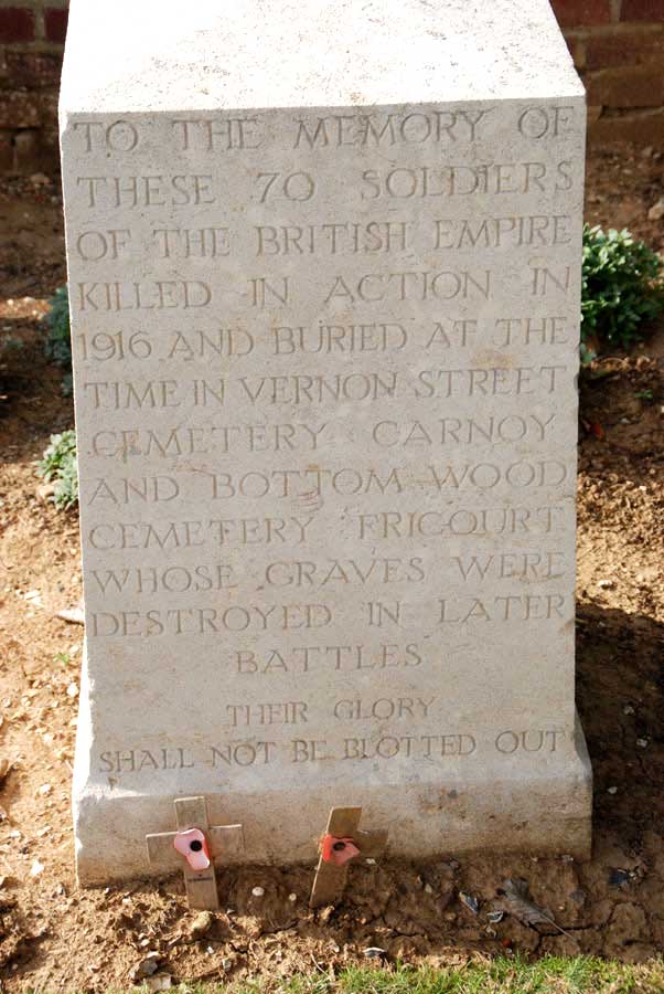 The Special Memorial in Dantzig Alley British Cemetery.