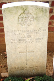 Private John Lee, 3/9437. Real name Private Willis Barker.