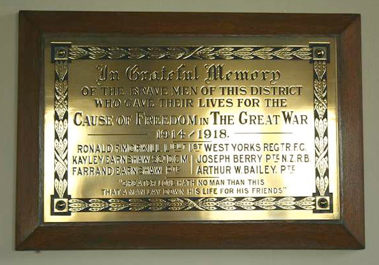 The War Memorial from the Airton Wesleyan Methodist Chapel