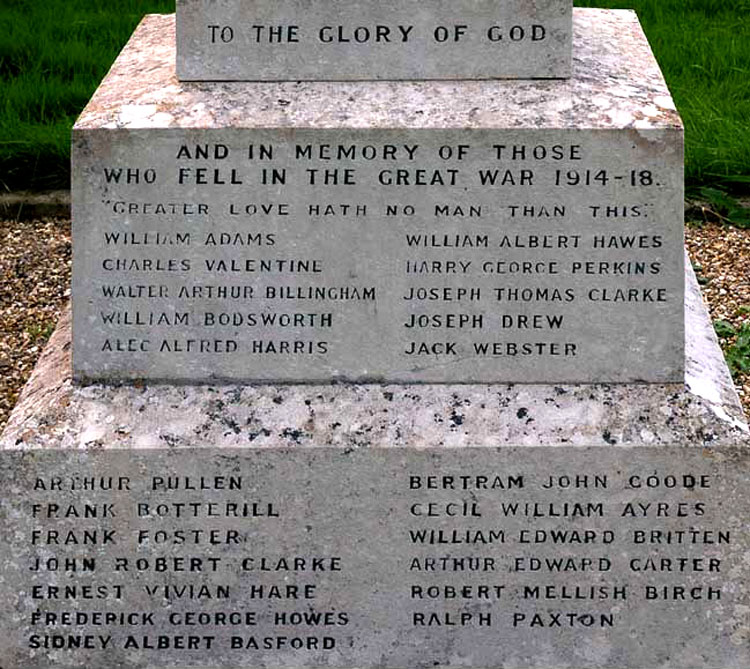 Private Ayres' Name on the Blisworth War Memorial