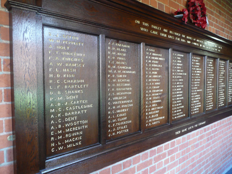 The Bancrofts School Roll of Honour located in the School Cloisters