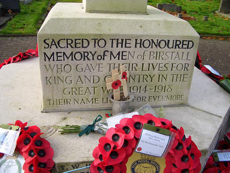 The Dedication on the Birstall (Kirklees) War Memorial
