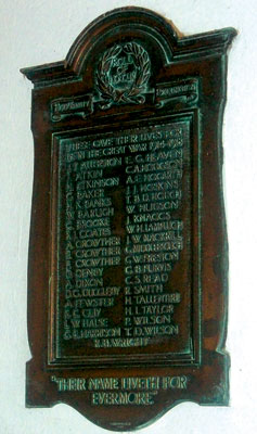 The War memorial inside Trinity Church, Bridlington
