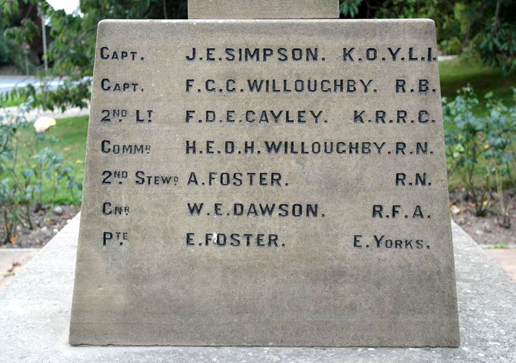 WW1 Commemorations on the Brompton-by-Sawdon's War Memorial (1)
