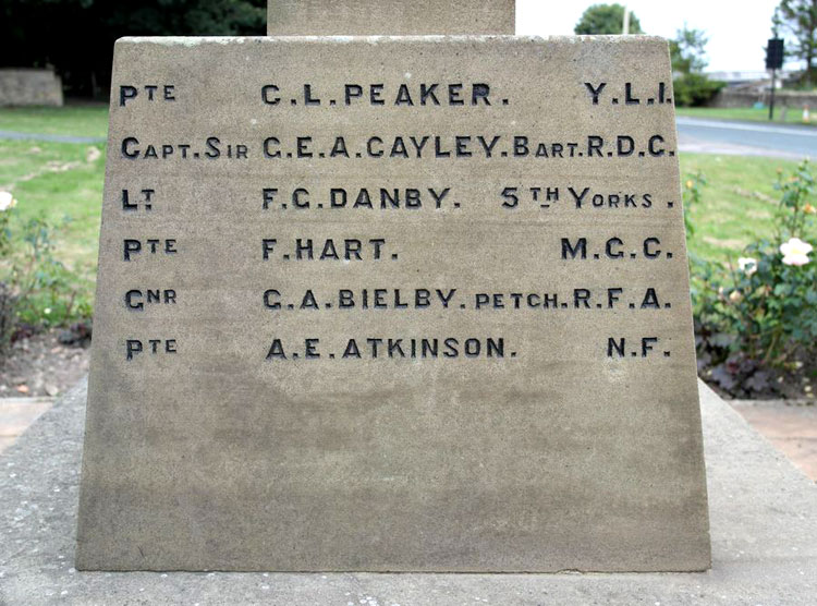 WW1 Commemorations on the Brompton-by-Sawdon's War Memorial (2)
