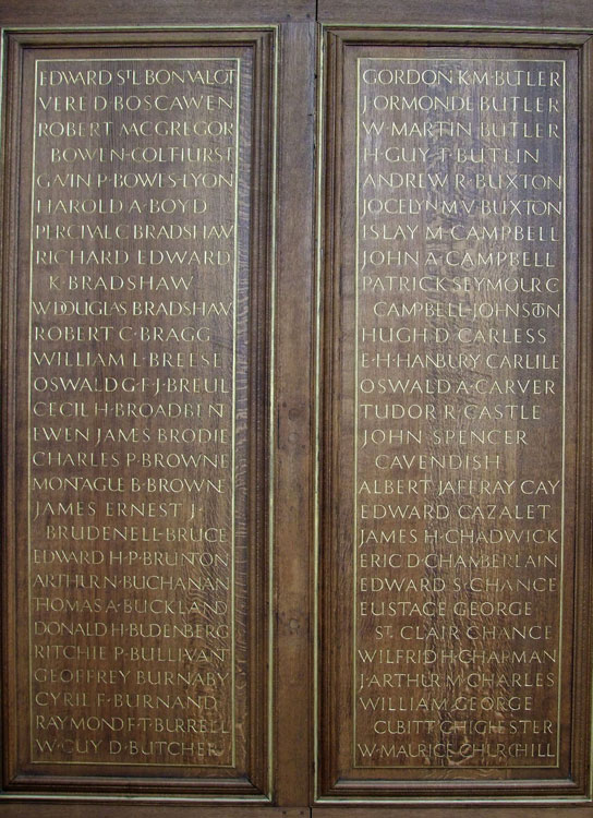 Wilfred Chapman's Name on the Trinity College War Memorial