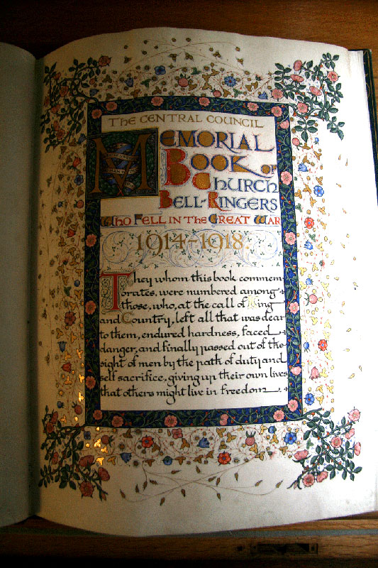The title page of the Great War Memorial Book of Church Bell-Ringers who fell in the Great War 1914-1918