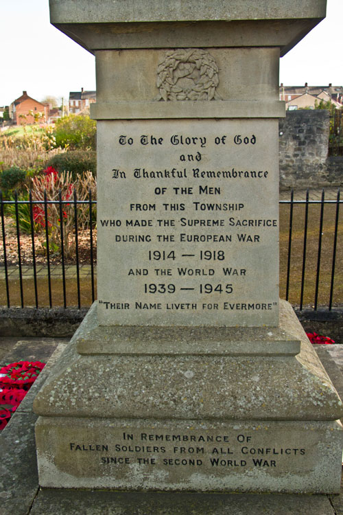 The Dedication on the Coundon & Leeholme War Memorial
