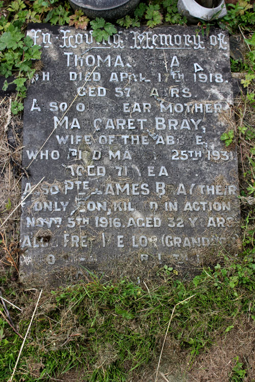 The Bray Family Headstone in Glossop Cemetery on which James Bray is Commemorated (2).