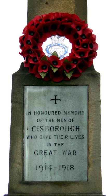 The Dedication on Guisborough's War Memorial