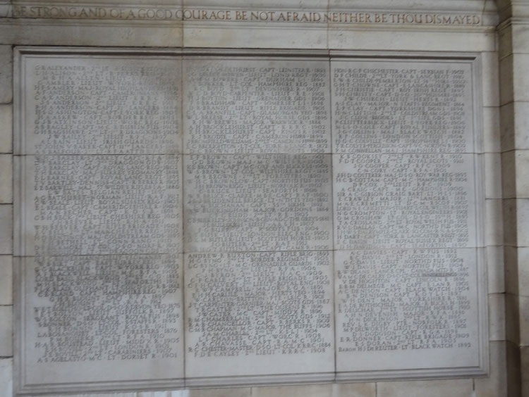 Names "A" - "D" on the Harrow School Memorial 