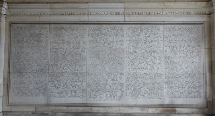 Names "S" - "Y" on the Harrow School Memorial 