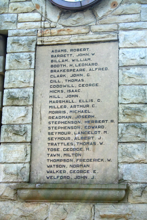 The First World War Commemorations on the HInderwell War Memorial