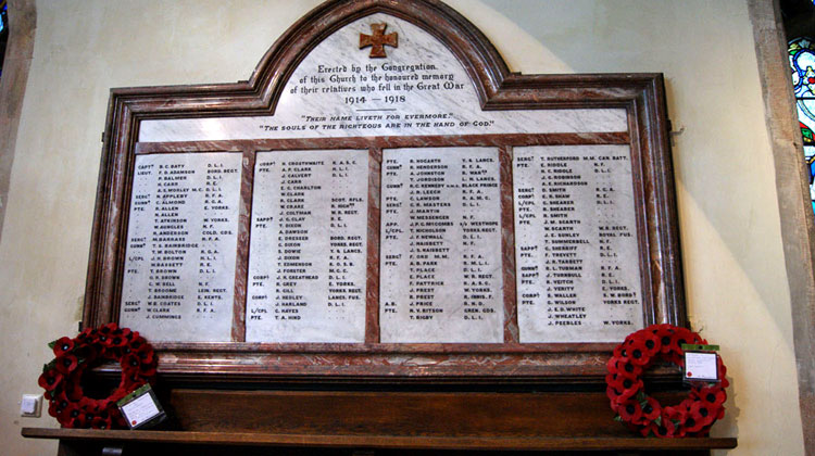 The First World War Memorial for St. Michael and All Angels' Church, Houghton-le-Spring