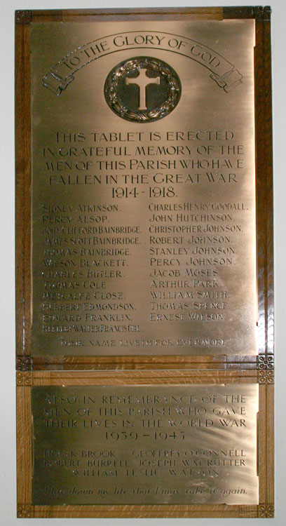 The War Memorial inside the Church