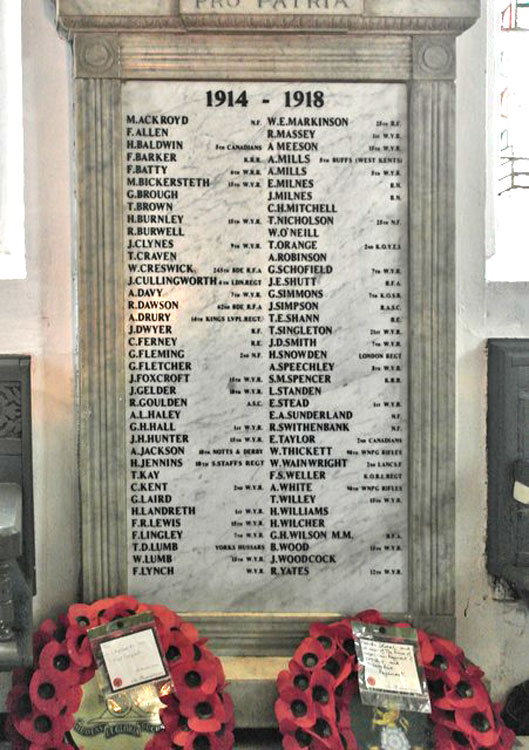 The First World War Memorial in Leeds' MInster Church