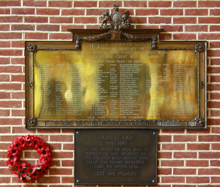 The War Memorial Plaques in St. Andrew's Church, Leytonstone