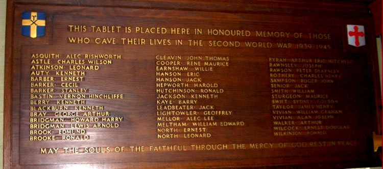 The Second World War Memorial in Christ Church, Liversedge