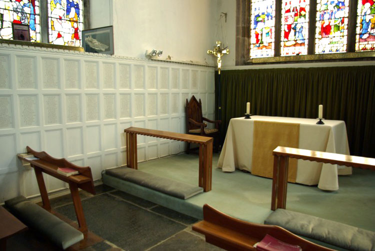 The Memorial Chapel in St. Margaret's Church, Lowestoft, Showing the War Memorial Panels 