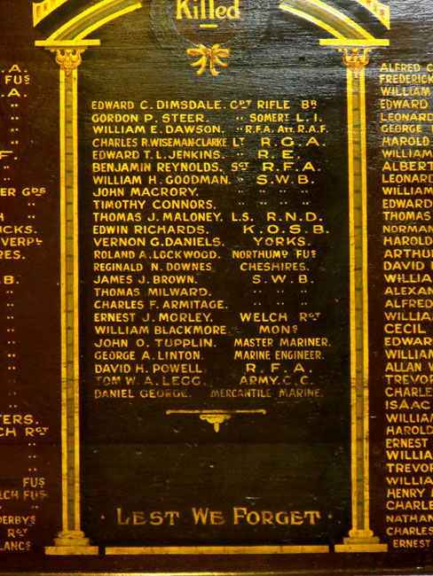 Private Daniels' Name on The War Memorial for Malpas (Newport, Mon.)