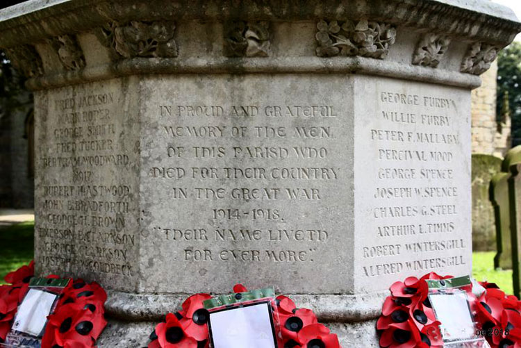 The Dedication on the Masham War Memorial