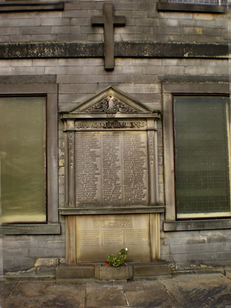 The War Memorial for Meltham on the South Wall of St. Bartholomew's Church, Meltham
