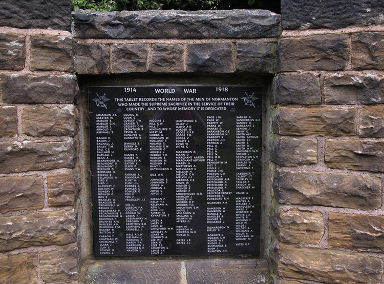 First World War Commemorations on the Recent Stone Gateway Addition to the Normanton War Memorial