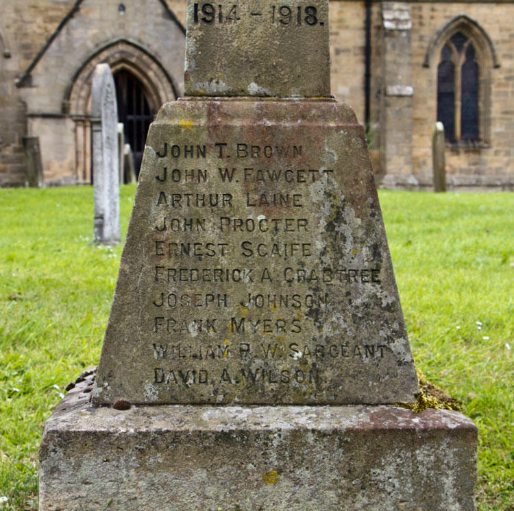 The War Memorial, Patrick Brompton, - Commemorations