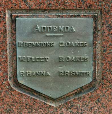 The recorded names on the Port Clarence and Haverton Hill War Memorial