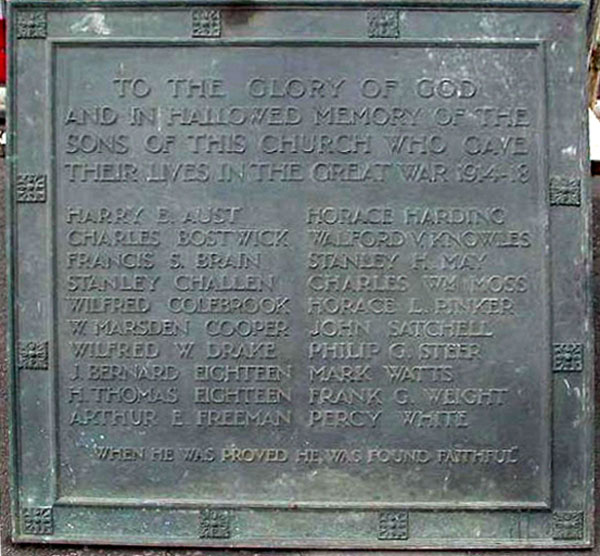 The Reading Trinity Congregational Church War Memorial