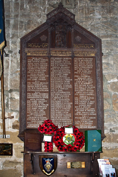 The War Memorial in St. Peter's Church, Redcar (Cleveland)