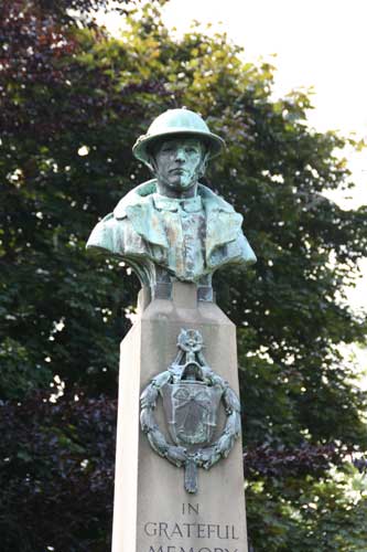 The Sculptured Head of a Soldier on the top of Ripon's War Memorial