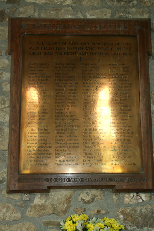 The WW1 Roll of Honour (Those Who Served and Returned) in the Church of St. Mary and St. Lawrence 