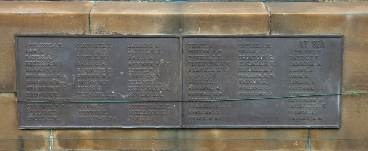 Addendum panel - the names of the dead for the First World War (4)