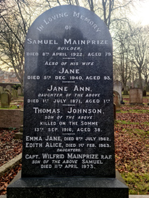 Private Thomas Johnson Mainprize. 3965. 5