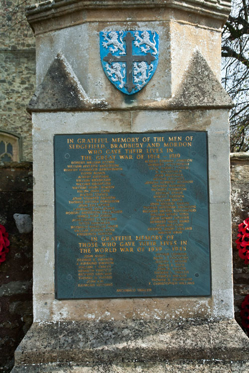 The War Memorial for Sedgefield, located outside the Parish Church of St. Edmund.