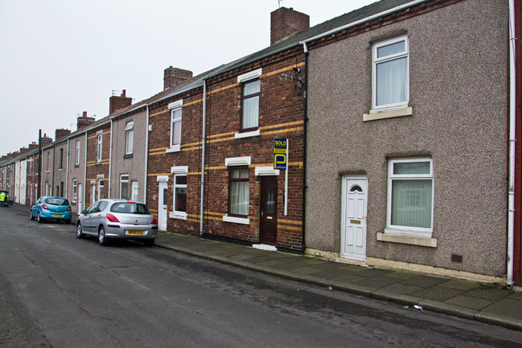 Victoria Street, Shotton Colliery. No 76 (L/Cpl Taylor's house) is immediately to the right of the blue car.
