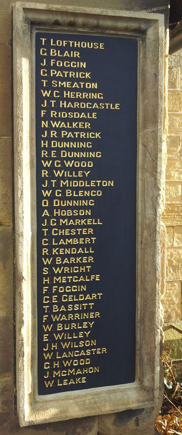 The Two Panels on the Skelton-on-Ure War Memorial.