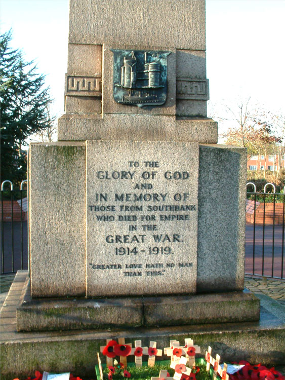 The base of the South Bank War Memorial