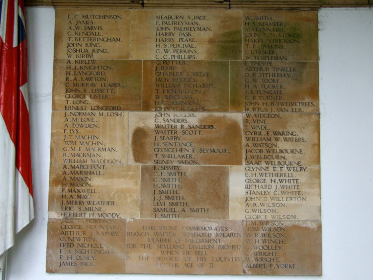 Private White's Name on the Spalding War Memorial